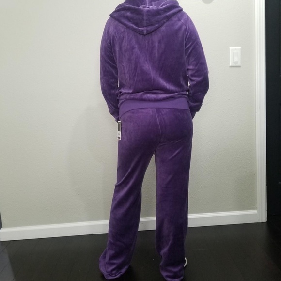 NWT Juicy Couture TrackSuit Set Small Matching Velour Jacket Pants Purple Vtg - Picture 3 of 5